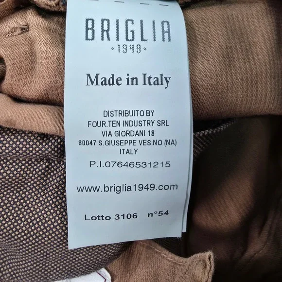 BRIGLIA 1949 Men Slim Fit Trousers Brown Plaid Made in Italy Size 32 Dress Pants - Picture 4 of 10
